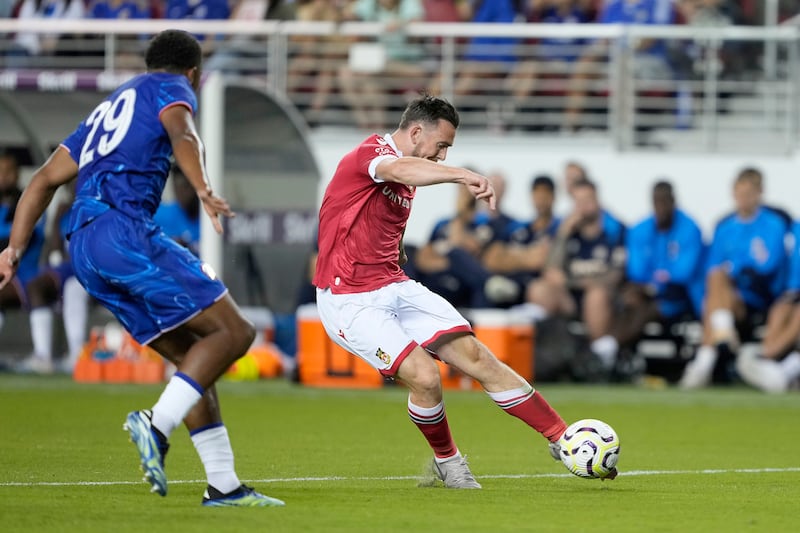 Jack Marriott put Wrexham ahead after Chelsea lost possession playing out from the back (Tony Avelar/AP)