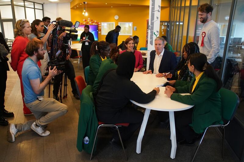 Labour leader Sir Keir Starmer and shadow education secretary Bridget Phillipson during a visit to the Sydney Russell School in Dagenham 