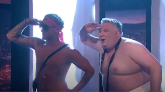 Stephen Nolan and Stephen Bear, a former reality TV personality, pose together on Nolan Live on BBC One in 2016