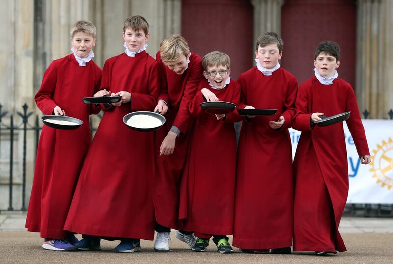 Winchester Cathedral pancake race