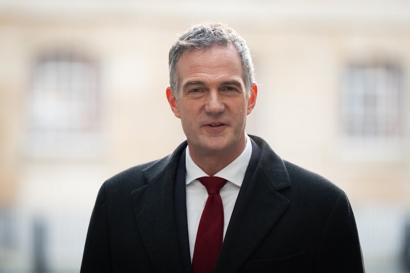 Peter Kyle, Secretary of State for Science, Innovation and Technology arrives at BBC Broadcasting House in London, to appear on the BBC One current affairs programme, Sunday With Laura Kuenssberg