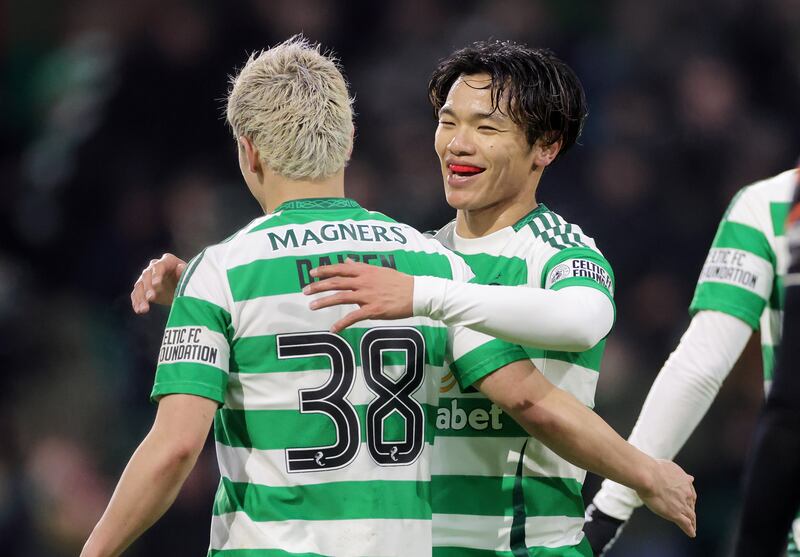 Reo Hatate (right) and Daizen Maeda were on target