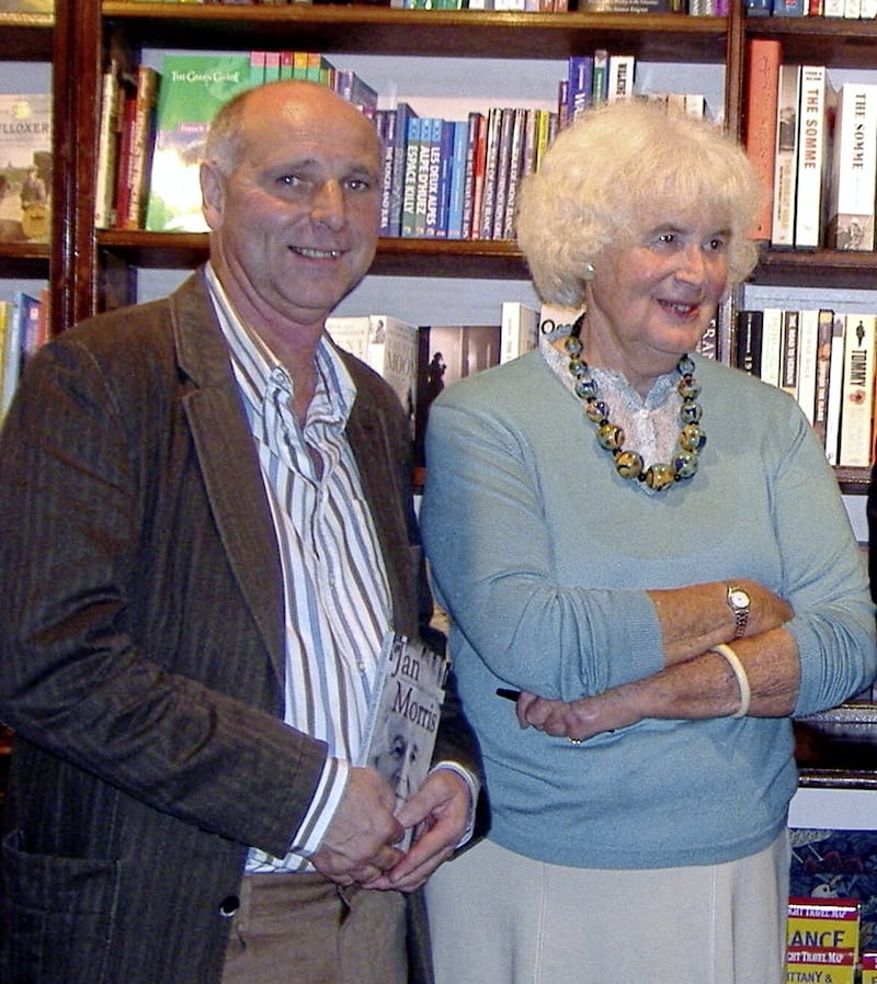 Paul Clements with Jan Morris. The Belfast writer was commissioned to write her biography shortly after her death in 2020, a brief which took him on an odyssey of literary detective work 