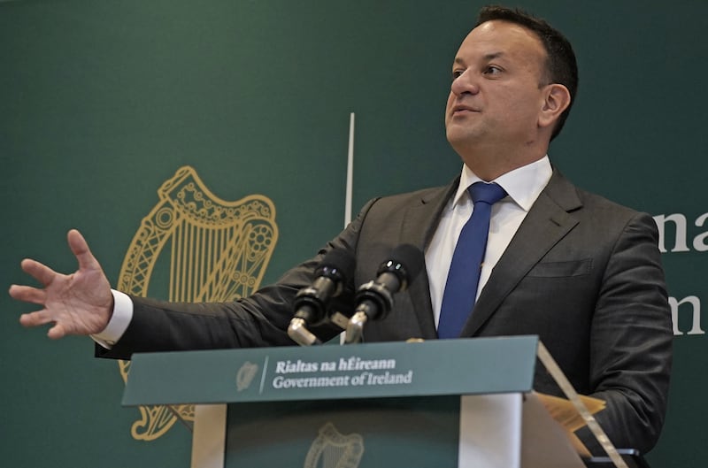 Leo Varadkar speaks to the media in Dublin