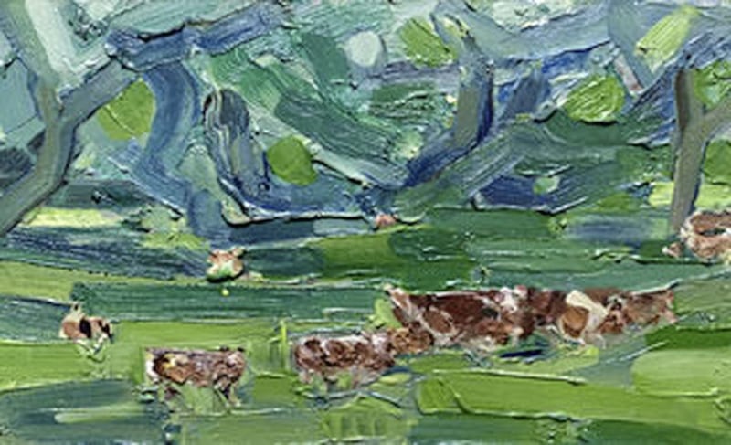 One of many paintings of the cows at Clandeboye estate 