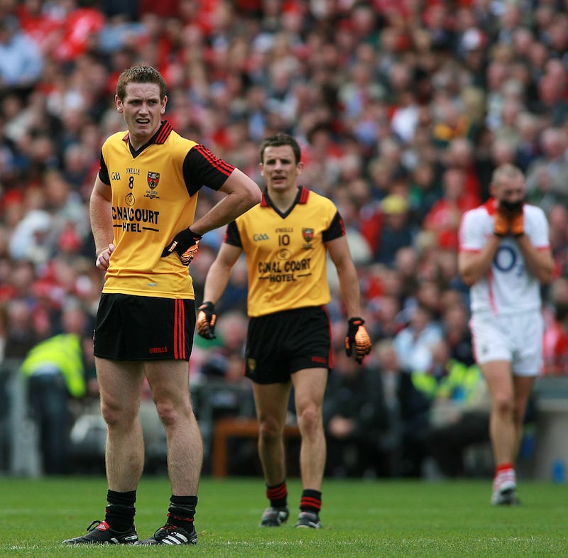 Gutted. Time runs out on Down in the 2010 All-Ireland final. Pic: Seamus Loughran