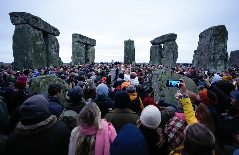 Thousands of people gathered at Stonehenge