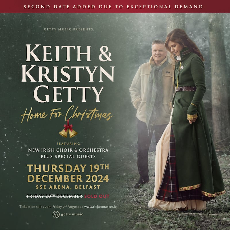 Keith and Kristyn Getty Home For Christmas show plays Belfast's SSE Arena on December 19 and 20