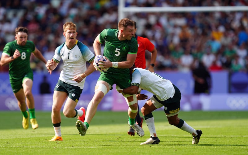 Ireland’s Zac Ward during the rugby sevens match against South Africa in Paris