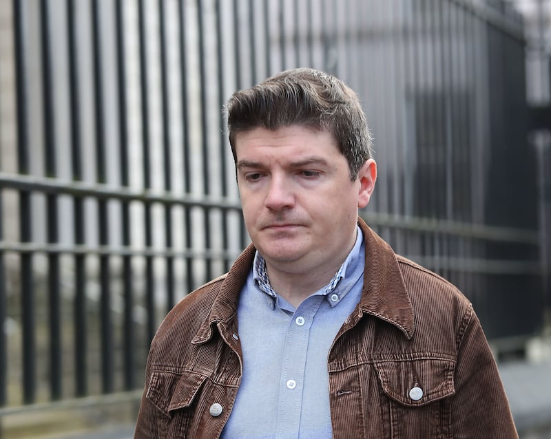 Former Sinn Fein press officer Michael McMonagle at Derry crown court on Friday where he was sentenced for child sex offences. Picture Margaret McLaughlin  8-11-2024