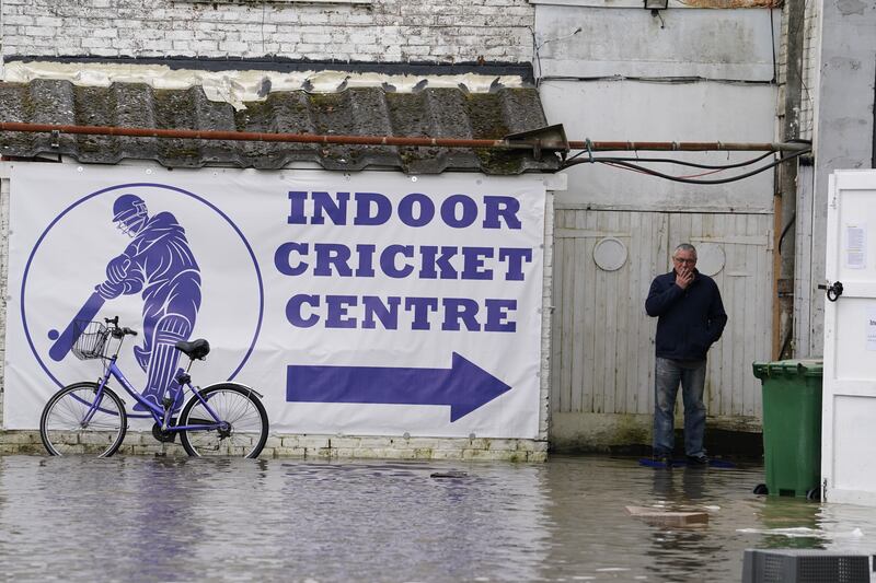 Flooding near Littlehampton Indoor Cricket Centre on Rope Walk in West Sussex after the River Arun burst its banks overnight