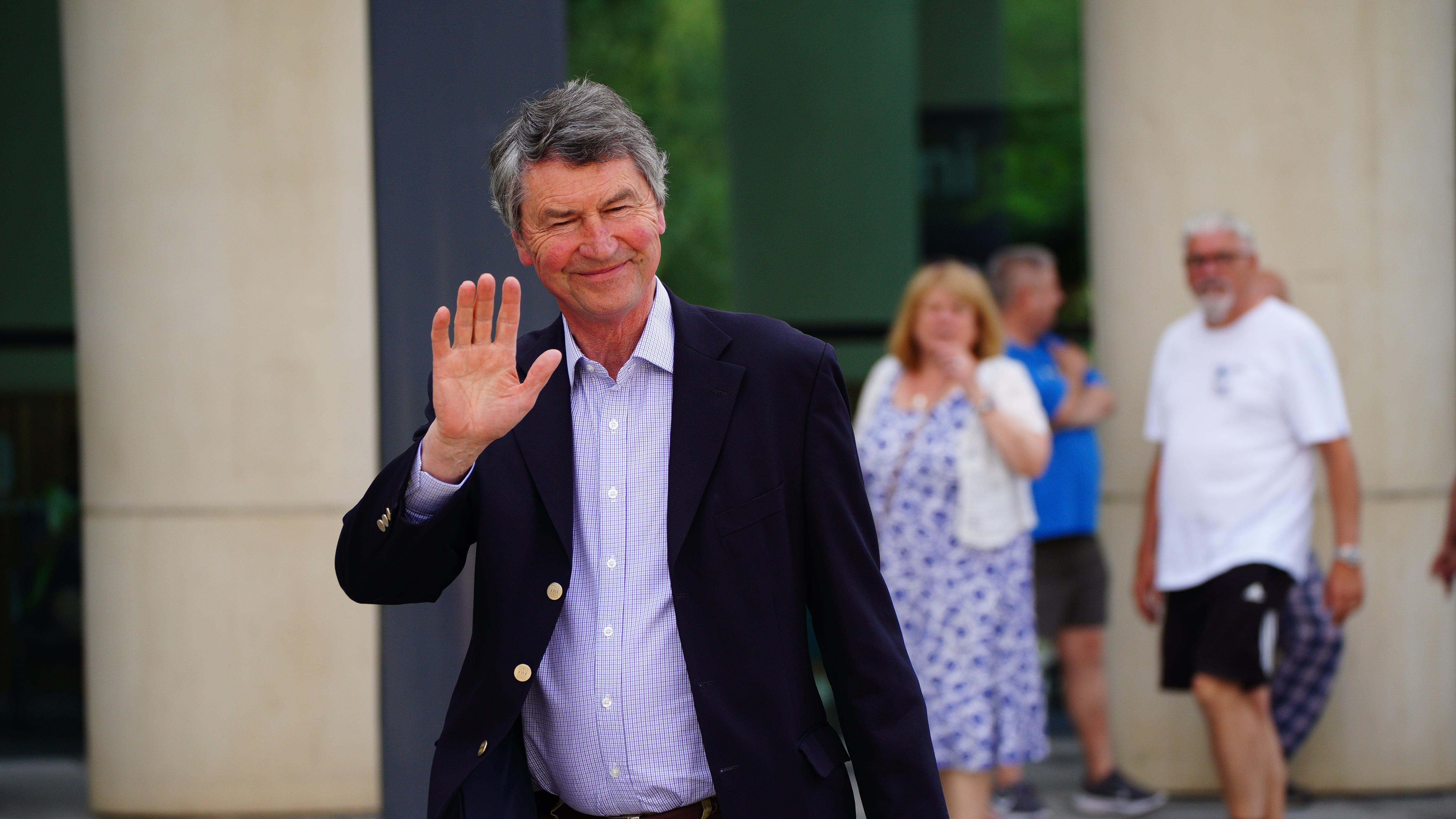 Vice Admiral Sir Tim Laurence leaves Southmead Hospital in Bristol