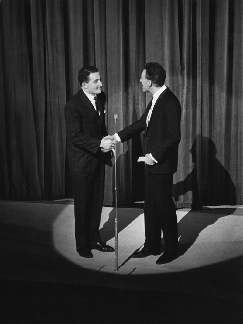 Bruce Forsyth and Paddy on stage at the London Paladium