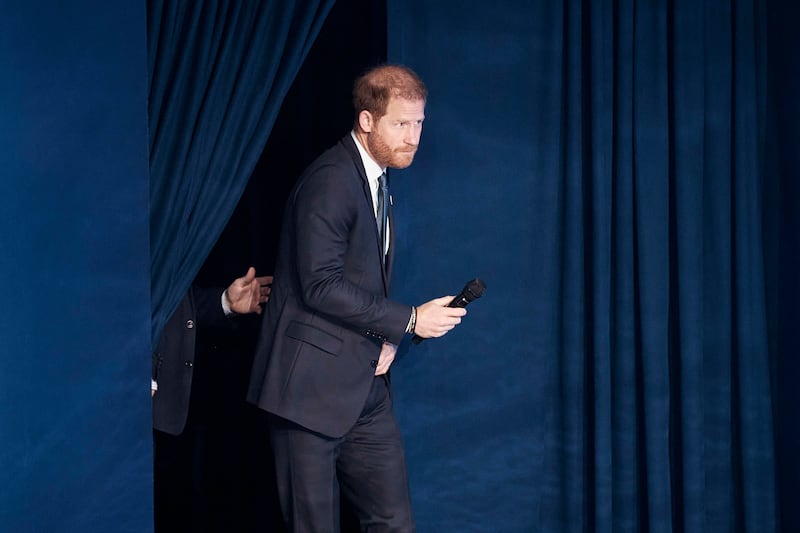 Harry walking on stage during the Clinton Global Initiative (Andres Kudacki/AP)