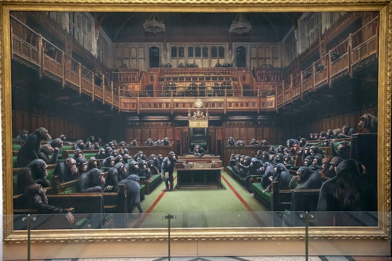 The painting Devolved Parliament by the graffiti artist Banksy