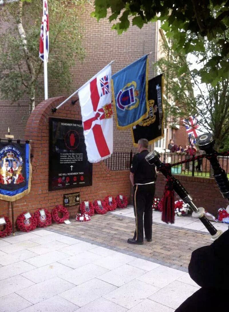 The memorial built by the Housing Executive that has been used to honour loyalist paramilitaries 