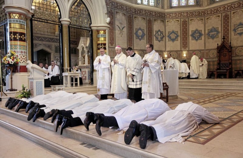The ordination of nine Deacons in St Peter&#39;s Cathedral Belfast yesterday. Picture by Ann McManus. 