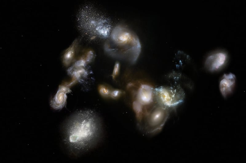 Artist’s impression of ancient galaxy megamerger.