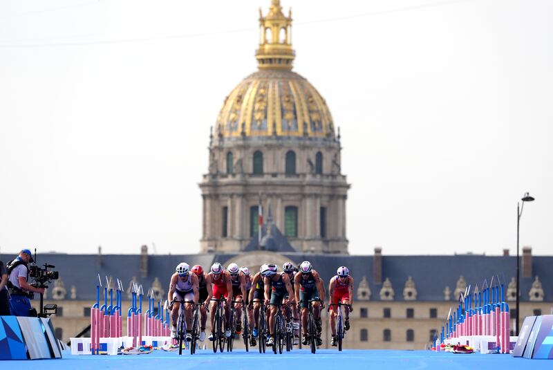 The triathlon took competitors on a route boasting some of Paris’s most famous landmarks