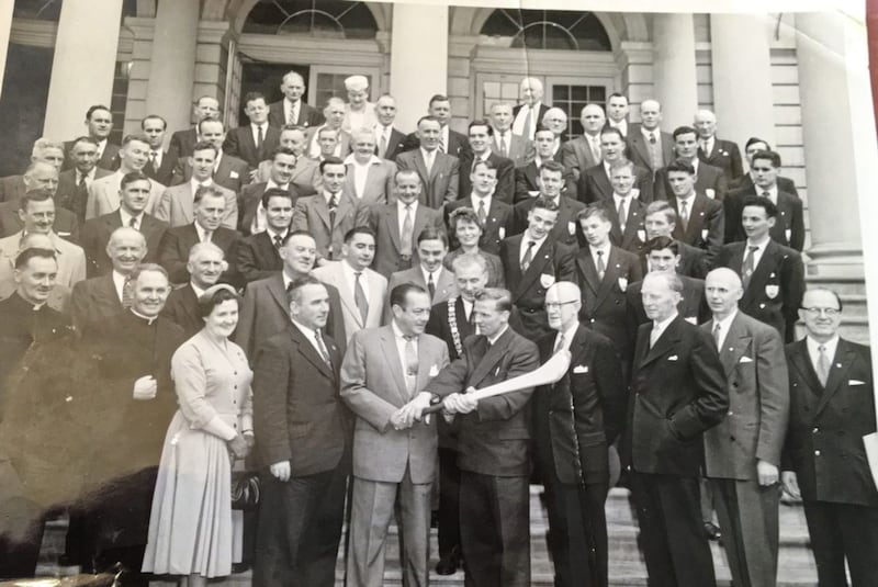 S&eacute;amus Mac Ferran (front row, next to the lady) as GAA President at a function in New York in the late Fifties.<br />Picture: Courtesy of the Mac Ferran family