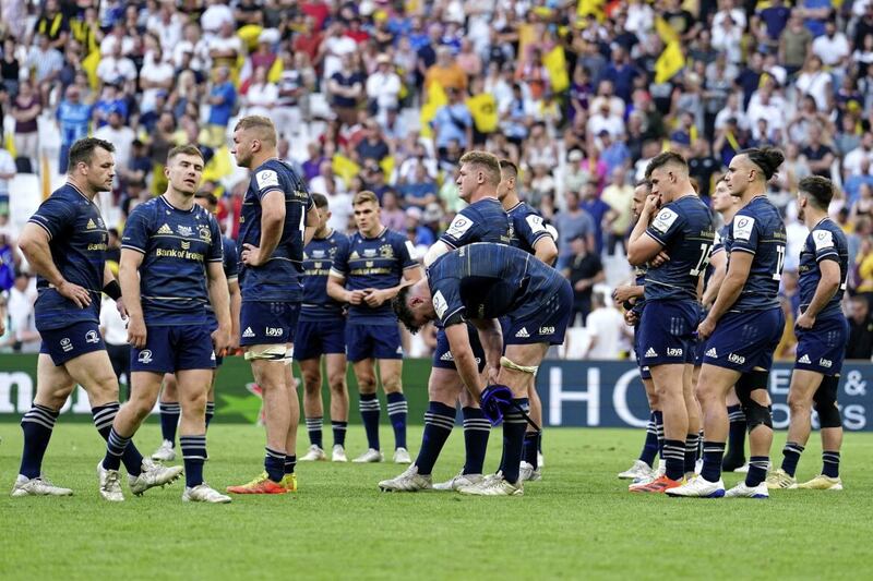 Leinster players look dejected following last year&#39;s Heineken Champions Cup final defeat to La Rochelle 