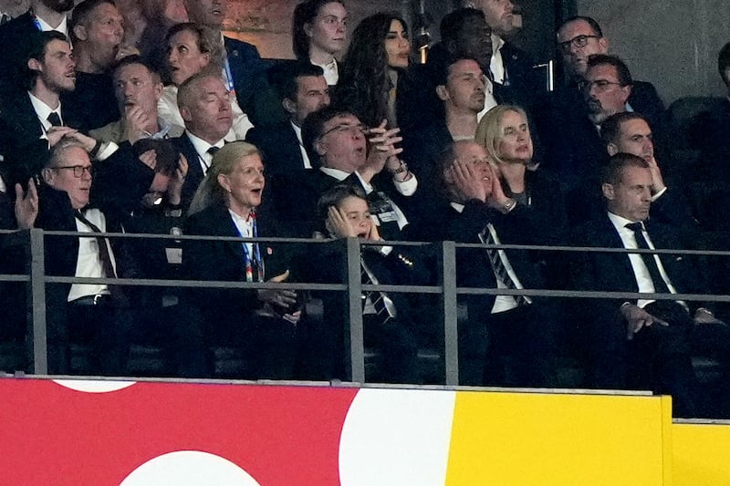 The Prince of Wales, Prince George and Prime Minister Sir Keir Starmer react during the UEFA Euro 2024 final match at Olympiastadion, Berlin