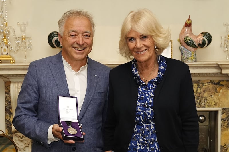 The Queen with the new Waterstones Children’s Laureate, Frank Cottrell-Boyce