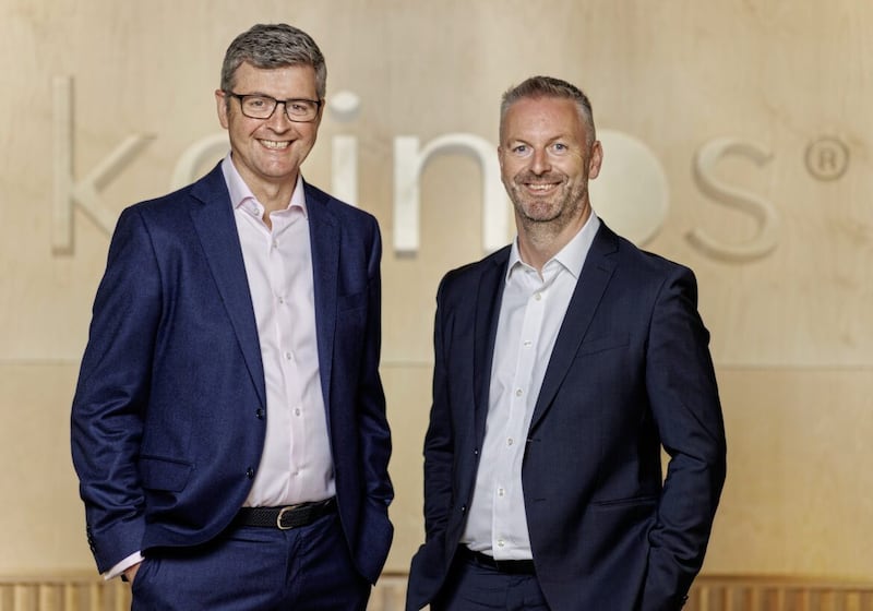 Kainos&#39; outgoing chief executive Brendan Mooney (left), and Russell Sloan, who will succeed him in two weeks. 