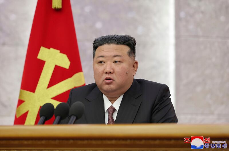 North Korean leader Kim Jong Un has vowed to introduce various types of unmanned combat equipment (Korean Central News Agency/Korea News Service/AP)