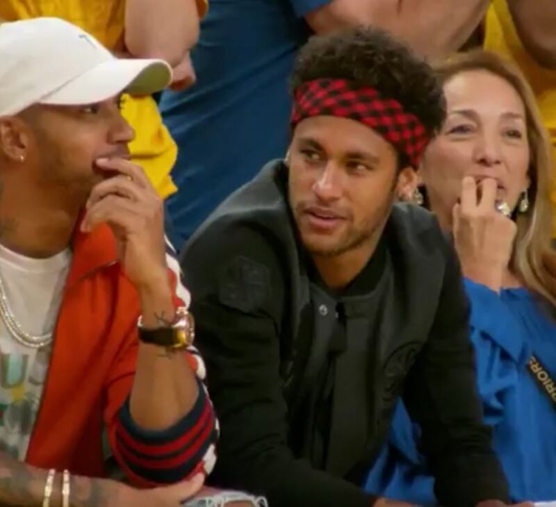 Lewis Hamilton and Neymar at the NBA Finals