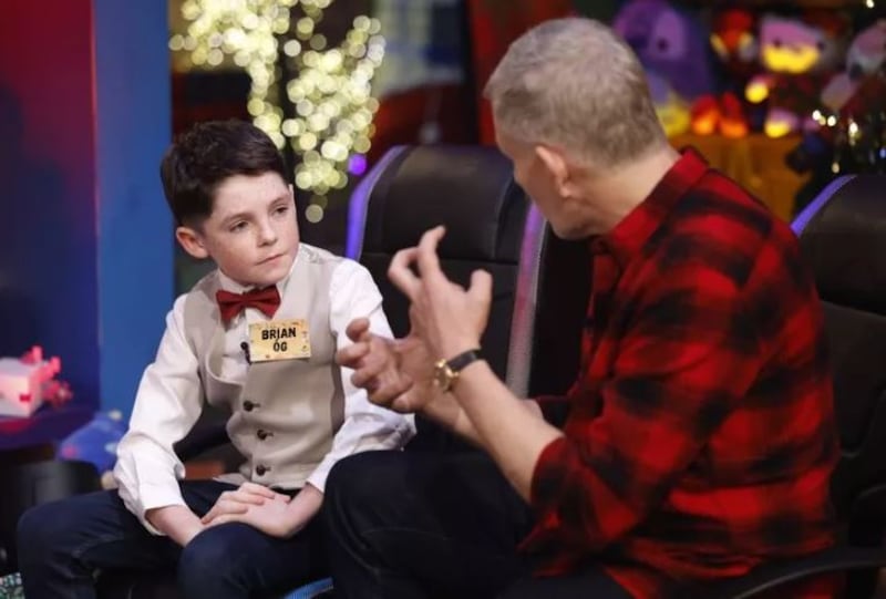 Brian Óg (11) from Tyrone on The Late Late Toy Show. PICTURE: ANDRED POVEDA/RTÉ