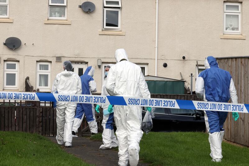 Forensic officers in Maple Terrace in Shiney Row