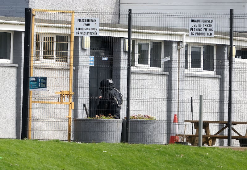 The scene of a security alert at the Henry Jones playing fields in May where the East Belfast GAA team train. Picture Mal McCann