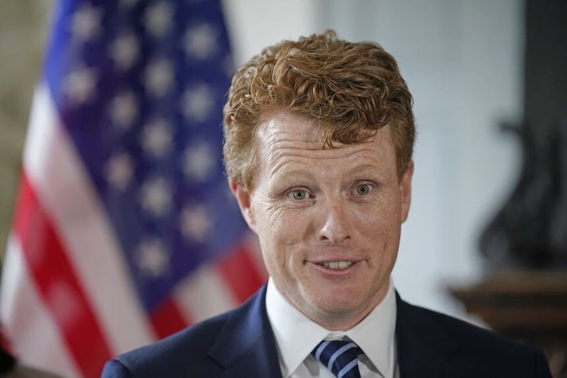 US special envoy to Northern Ireland for economic affairs Joe Kennedy III speaks to the media about efforts to restore powersharing institutions in Northern Ireland, at Iveagh House in Dublin (Niall Carson/PA)