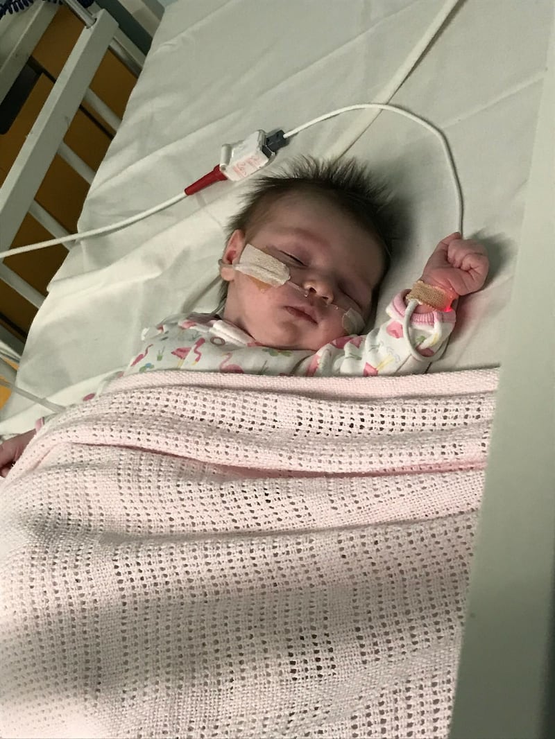 Aria was 11 days old whe she began struggling to breathe and was hospitalised