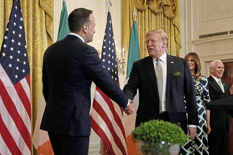 Taoiseach Leo Varadkar and Donald Trump during the 2019 St Patrick&#39;s Day celebrations. Picture by Brian Lawless/PA Wire  