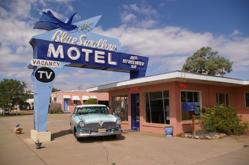 The Blue Swallow Motel in Tucumcari, New New Mexico, where 24 years ago Cate surprised Geoff with a phone call