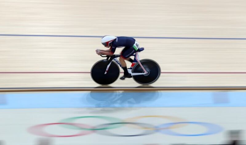 Laura Kenny on her bike in a gold medal-winning race at the Rio Olympics (David Davies/PA)