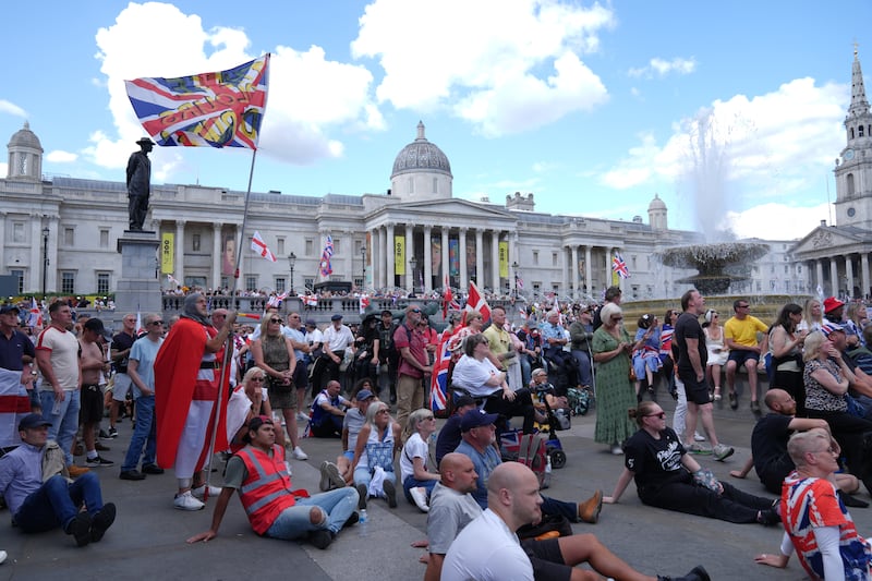 Thousands attended a protest and counter-protest in central London on Saturday