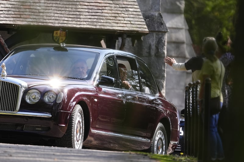 The King and Queen leaving the church after the hour-long service