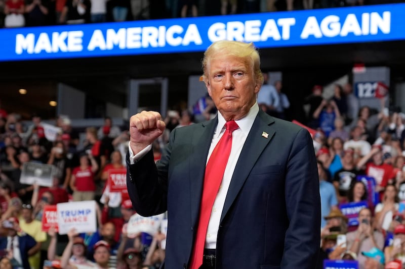 Donald Trump at a campaign rally on Saturday (Evan Vucci/AP)