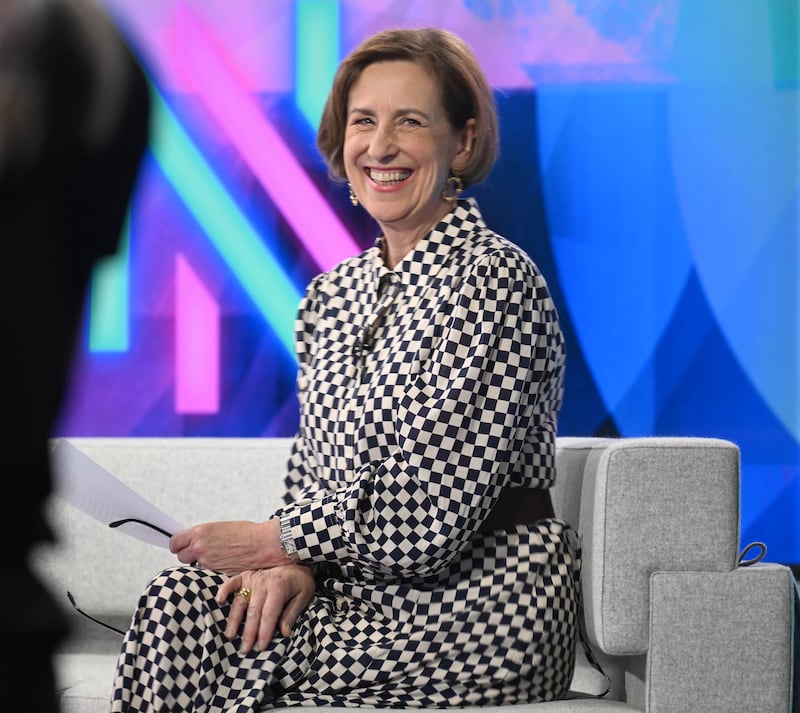 Kirsty Wark presenting her last BBC Newsnight, as the longest-serving presenter on the BBC Two programme (Jeff Overs/BBC)