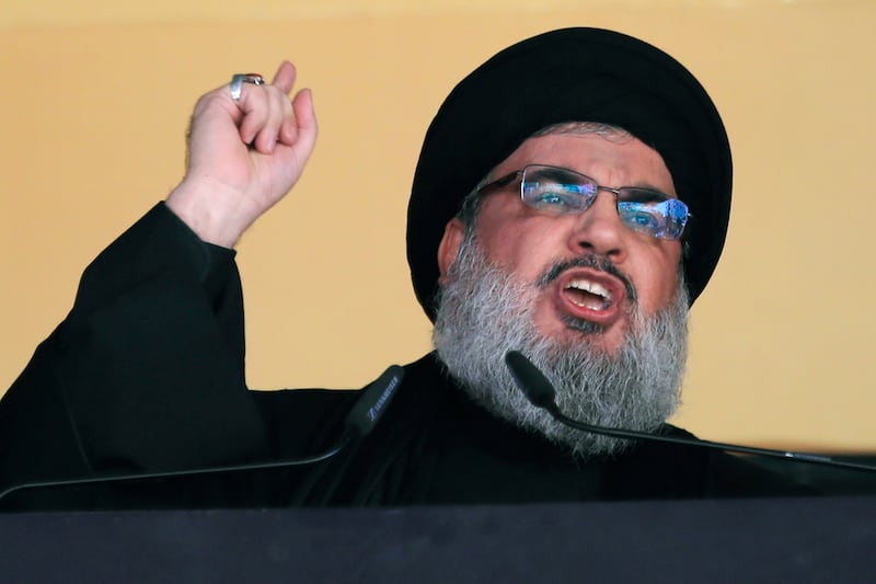 Friday’s air strike that levelled a number of apartment buildings in Lebanon was said to have been an attempt to kill Hezbollah leader Hassan Nasrallah (Hassan Ammar/AP)