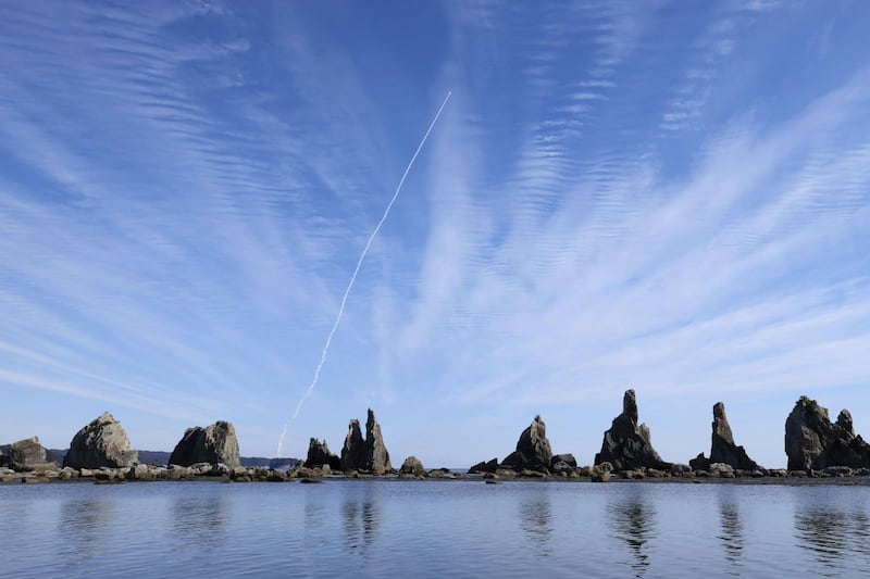 Space One’s Kairos No 2 rocket is launched from Space Port Kii in Kushimoto town, western Japan (Kyodo News/AP)