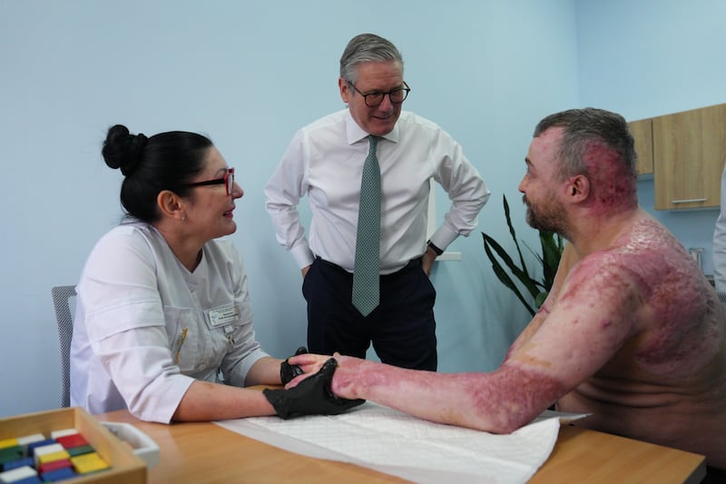 Sir Keir visited a burns unit at a Kyiv hospital