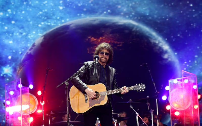 Jeff Lynne of ELO performs at the Glastonbury Festival, at Worthy Farm in Somerset