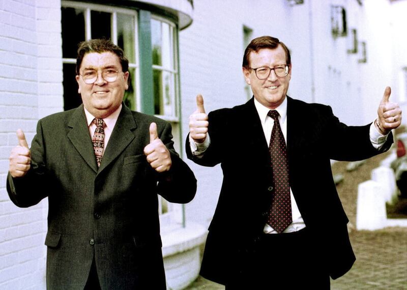 John Hume and David Trimble received the Nobel Peace Prize jointly for their work in delivering the Good Friday Agreement