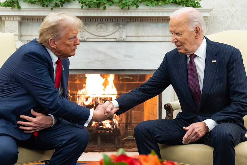 President Joe Biden meets with President-elect Donald Trump in the Oval Office of the White House (Evan Vucci/AP)