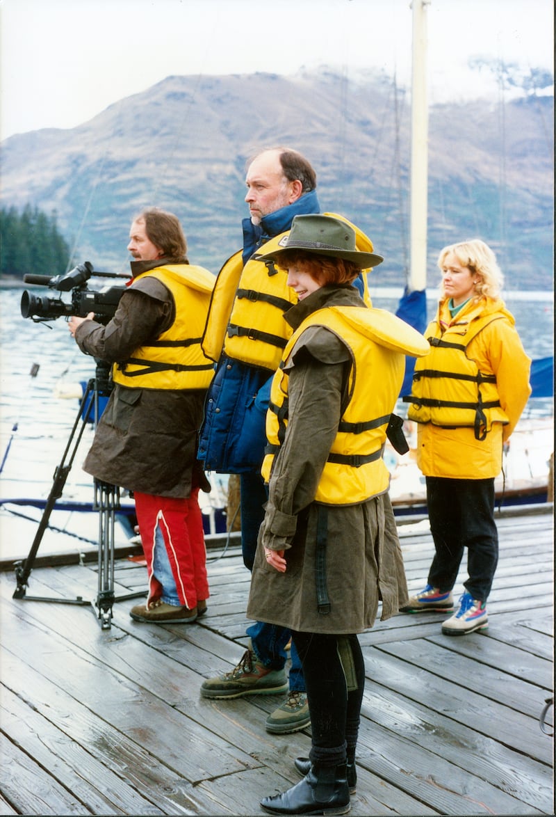 Yvette Fielding filming for Blue Peter in New Zealand in 1992