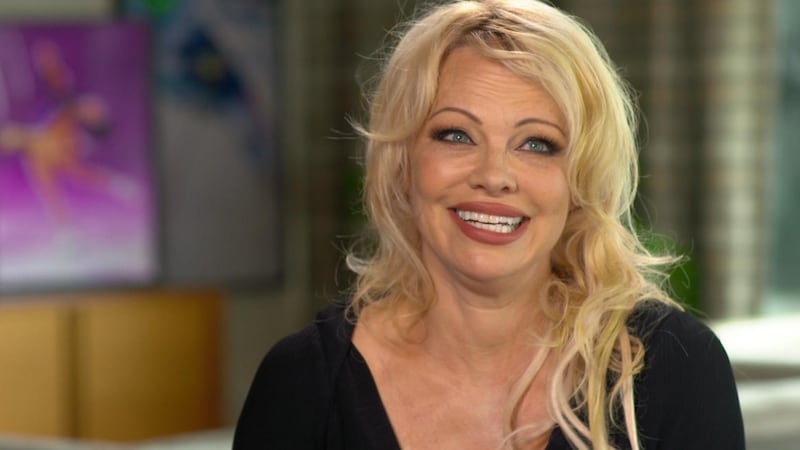 Pamela Anderson is interview for the Disney+ series